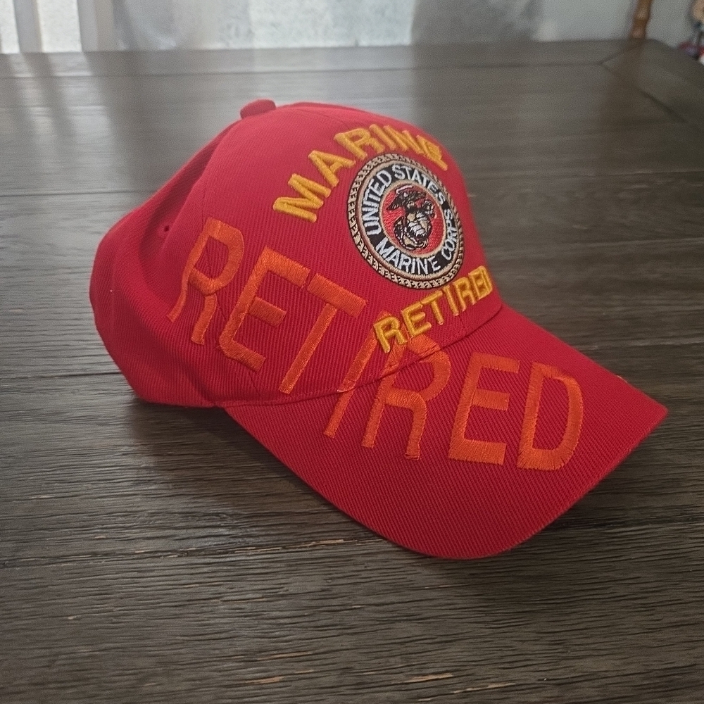 United States Marine Corps Retired Embroidered Red Cap